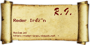 Reder Irén névjegykártya