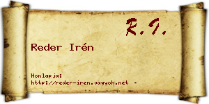 Reder Irén névjegykártya